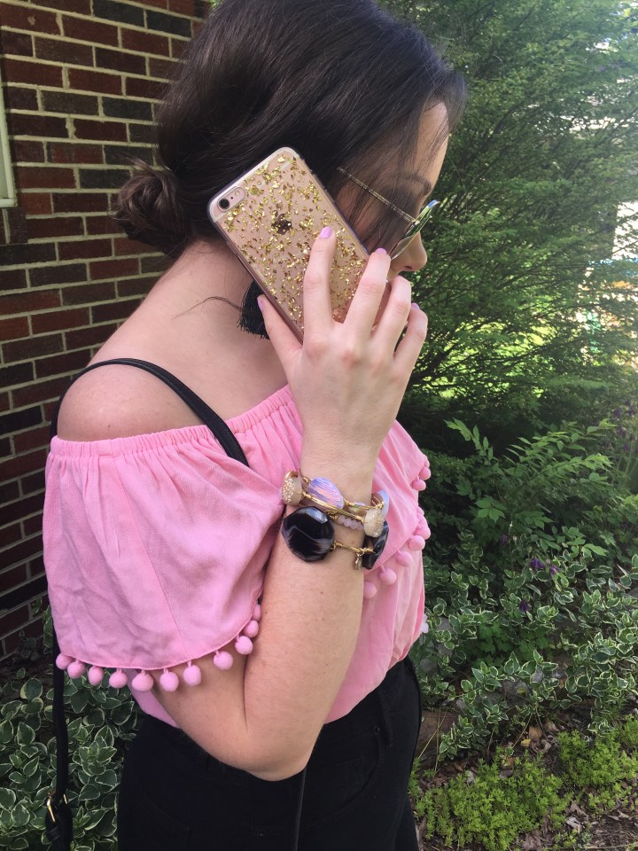 Patches of Pink and Pom Poms 